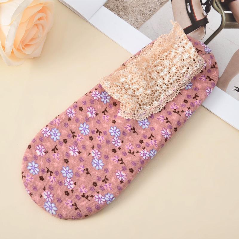 

1 пара бархатных женских термоносков осень-зима, короткие, теплые, противоскользящие, с кружевной отделкой, носки для дома розовый