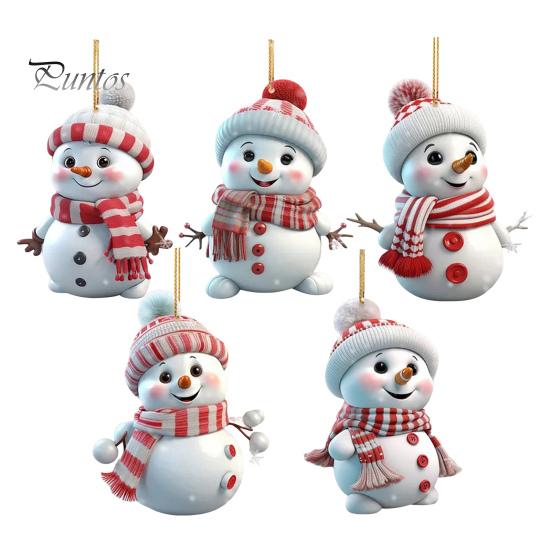 

5 шт. Рождественский снеговик, украшение 2D, плоский акриловый снеговик, подвесное украшение, мультяшный снеговик, подвеска для рождественской елки, каминная дверь, декор 5pcs