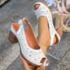 Women Sandals Retro Comfortable Summer Shoes for Women Thick Heeled Fish Mouth High Heels Shoes Fashion Hollow Sandals Women
