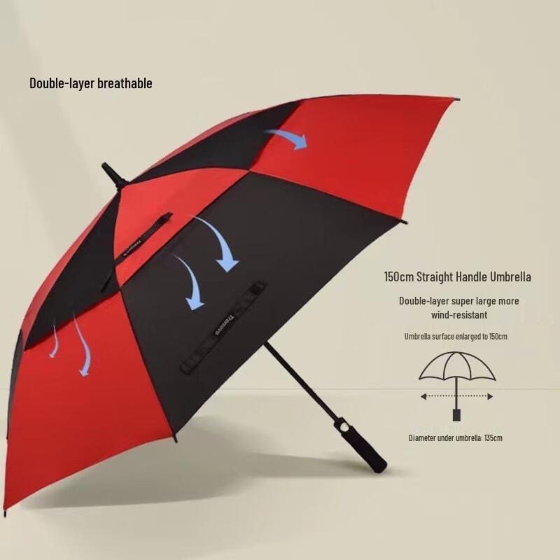 PULIAN Breathable Double-Layer Straight Golf Umbrella