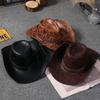 Jazz Hat Men Women Sun Protection Faux Leather Wide Brim Summer Outdoor Accessory