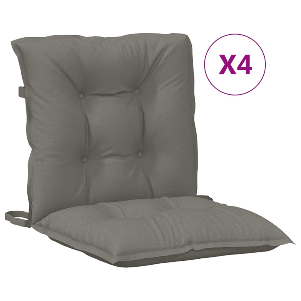 Low Back Chair Cushions 4 Pcs Dark Grey 100 X 50 X 7 Cm Fabric