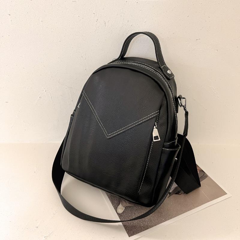 New fashion pu women's backpack college style large capacity simple trendy versatile casual backpack