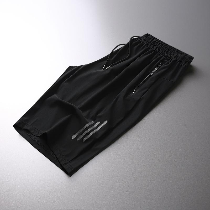 Men's Plus Size Quick-Dry Ice Silk Sports Shorts - Breathable, High Elastic Outdoor Casual Pants