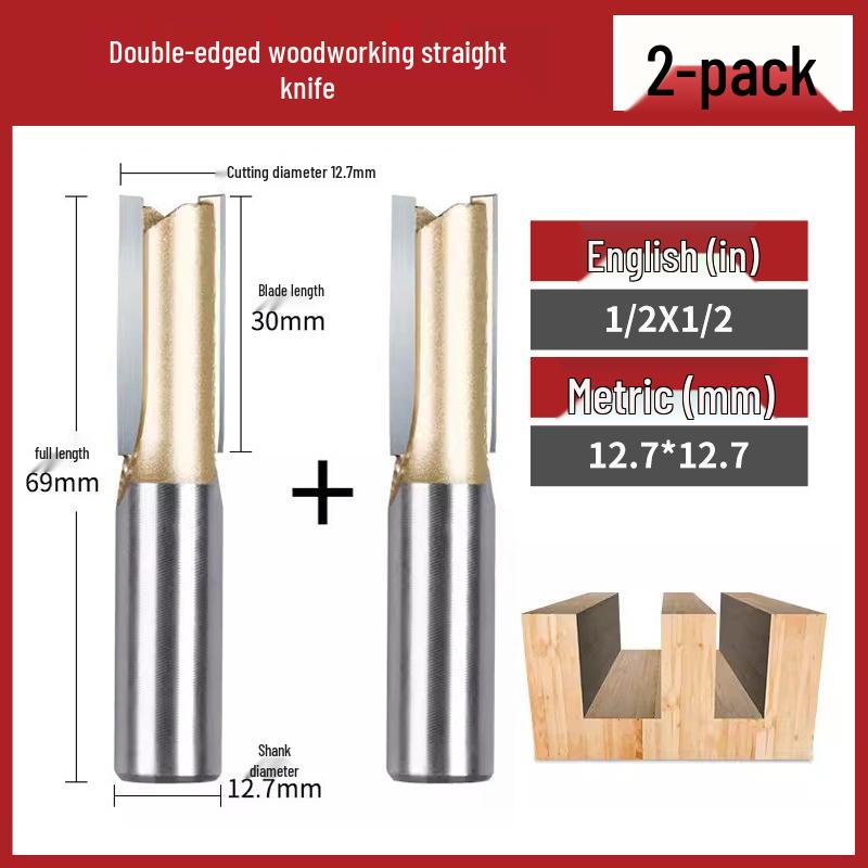 Tiangong Double-Edged Woodworking Carving & Trimming Milling Cutter, Lengthened Wood Milling & Grooving Tool.