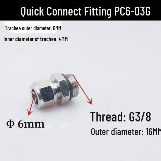 Pneumatic Quick Connect Straight Fitting G1/4 PC8-02G PC10-03G PC12-04G with O-ring Seal