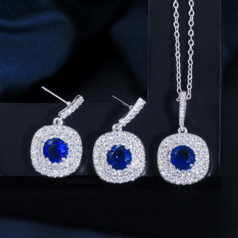 Zircon Stud Earrings Personalized Micro-Set Crystal Popular Necklace, Jewelry Small Set Chain