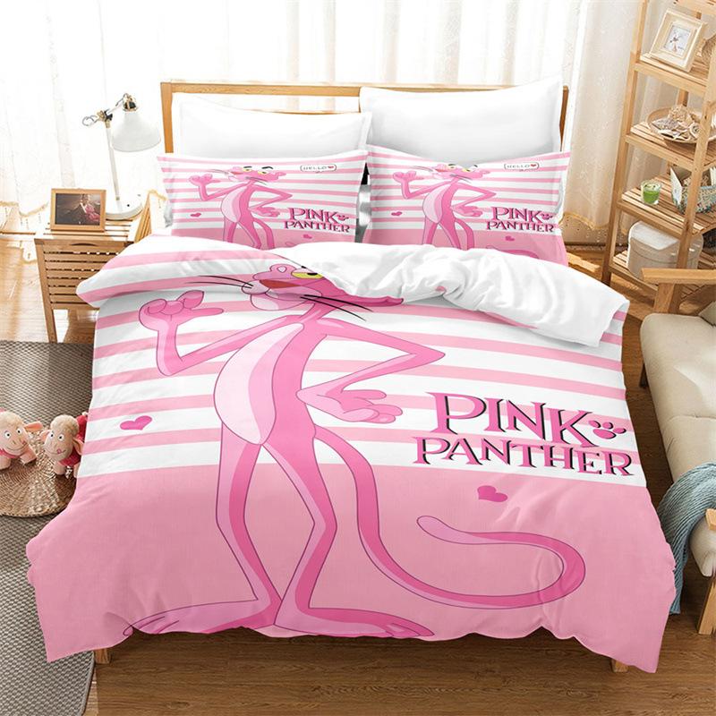 Pink Romantic Theme Duvet Cover Set King Queen Size Kawaii Cute Cartoon Yellow Crown Pink For Girls Women Polyester Bedding Set