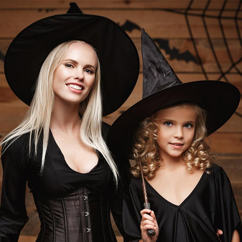 10/1Pcs Halloween Witch Hat Halloween Ball Party Wizard Hat Hanging Caps Decoration Cosplay Costume Accessory Black and White