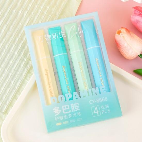 4Pcs Soft Tip Highlighter Set with Large Ink Capacity Pastel Eye-Care Markers Smooth Writing Highlighter Pen for Journaling Notes Cute School Supplies