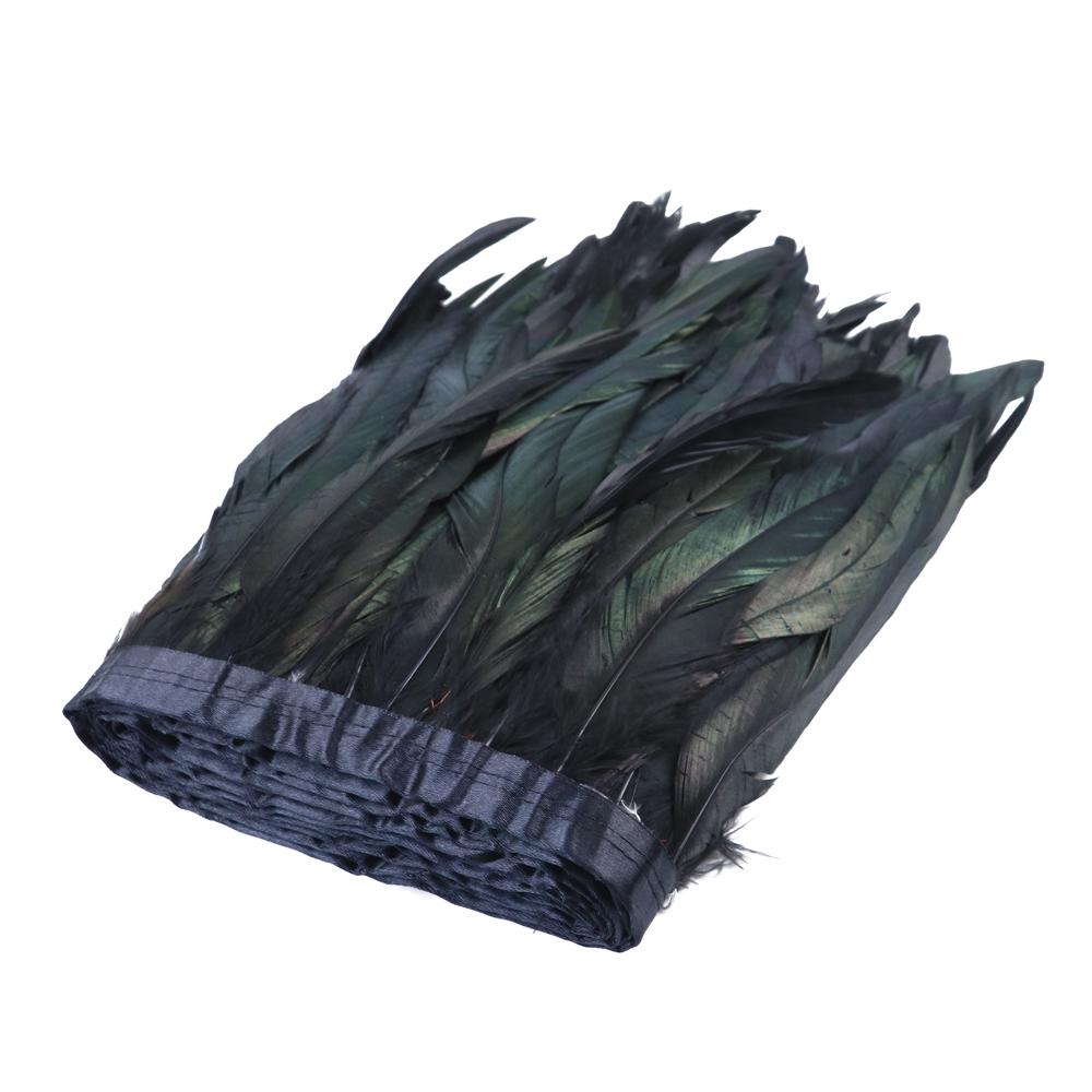 2Meter Black Rooster Tail Feathers Trim 10-12Inches Pheasant Feather Fringe Ribbon Dancers Supplies Carnival Coque Plumas