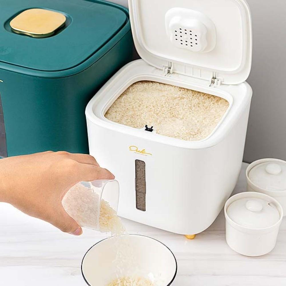 Large Capacity 5KG Rice Bucket With Measuring Cup Rice Sealed Jar Cereals Dispenser Dry Food