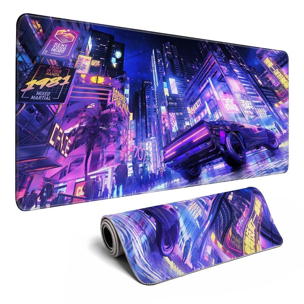 Vintage Japanese Skull Floral Large Mouse Pad Stitched Anti Slip Rubber Base Mat For Gaming Desk Office Pc Keyboard Desktop