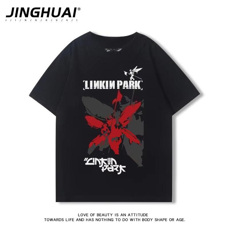 Linkin Park Lincoln Park Band Peripheral Short Sleeve T-Shirt  Loose Vintage Rock Half Sleeve Clothes Large Size Summer Clothing