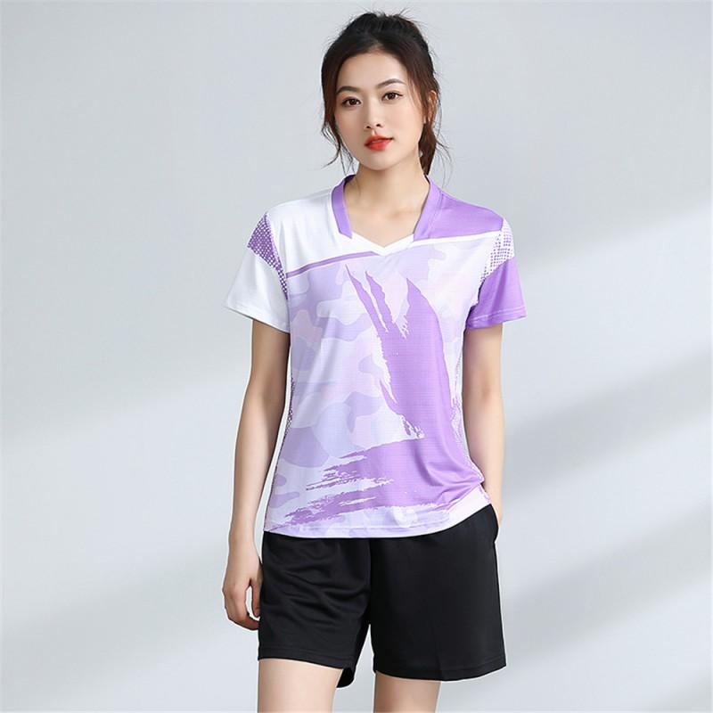 Unisex Badminton Sport Set Short Sleeve Top Shorts Men Women Kids Athletic Wear