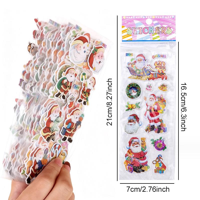 6/12Sheets Pack Christmas Style 3D Sticker Cute Cartoon Bubble Stickers Classroom Office Mark Useful DIY Stickers Stationery ZYF