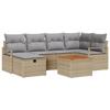Ensemble de Canapé de Jardin 7 Pièces avec Coussins Beige Poly Rattan, Canapé de Jardin 2 Places avec Coussins Beige Poly 3359539