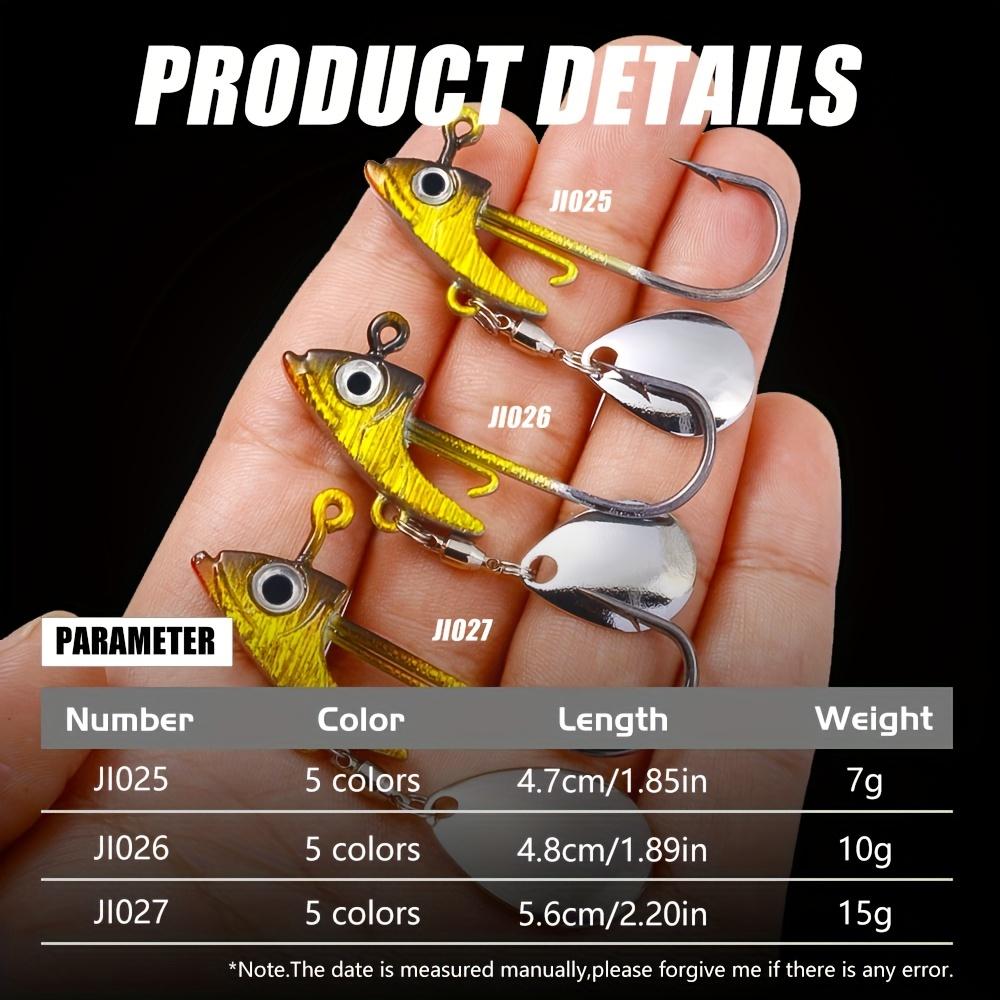 5 szt. 7g/10g/15g przynęty wędkarskie haczyk Swimbait główki jigowe obrotowe haczyki cekiny do słonej wody słodkowodne przynęty haczyk