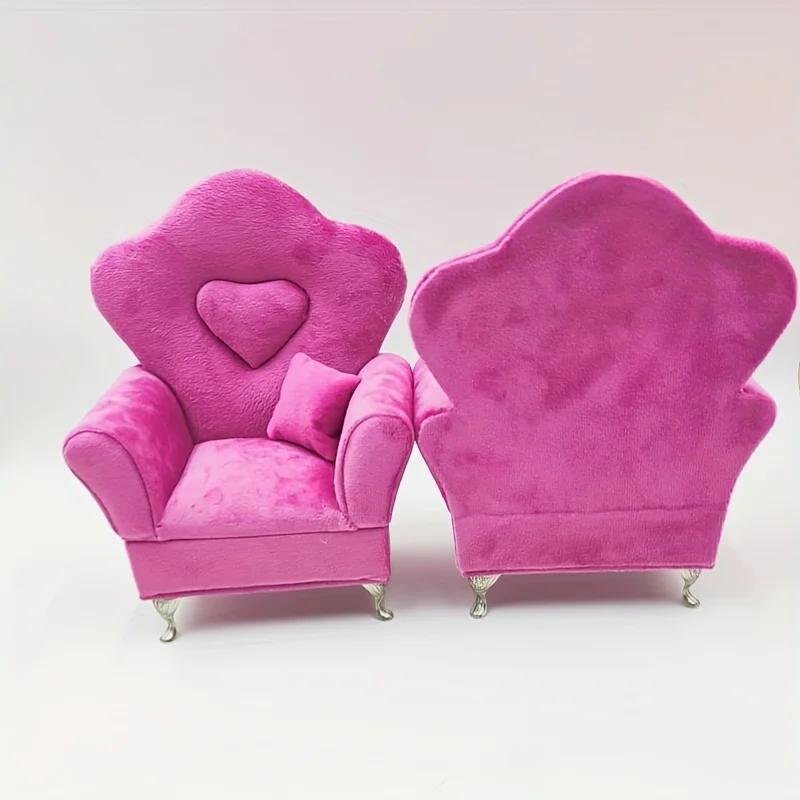 1pc Mini Sofa Design Storage For Women, Velvet Mini Jewelry Box For Stud Earrings, Rings And Necklaces, Ideal Choice for Gifts