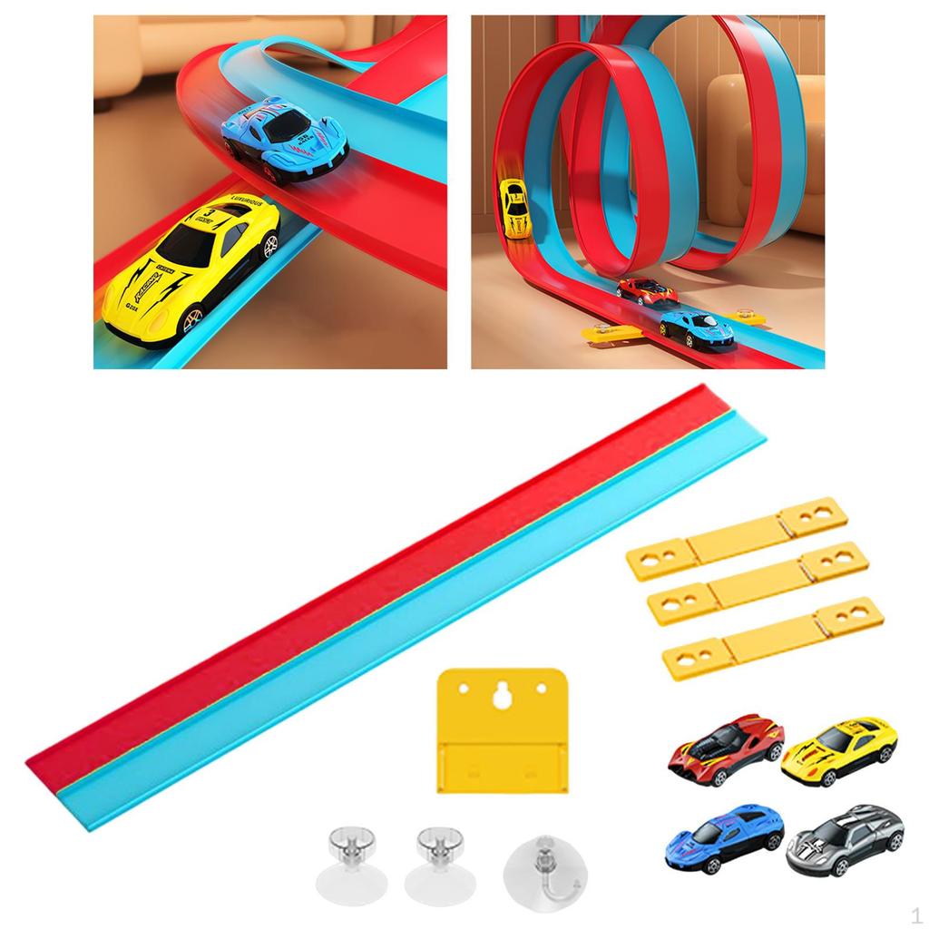 Flexgleis Starterset Weihnachten für 3+ Innen Außen DIY Spaß Spielzeugauto Rot und blau