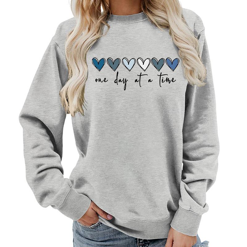 Women's Crew Neck Long Sleeve Loose Fit Sweatshirts Casual Letter Print Pullover Tops