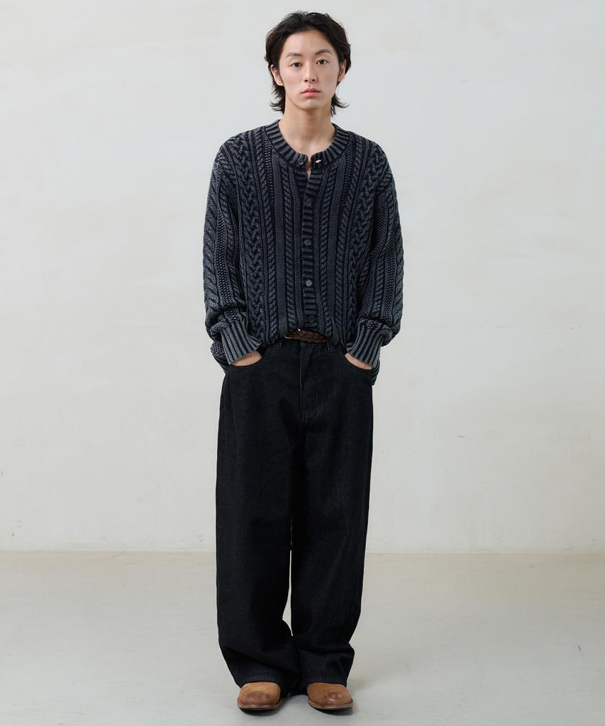 Knouun Faded Cable Knit (Black)