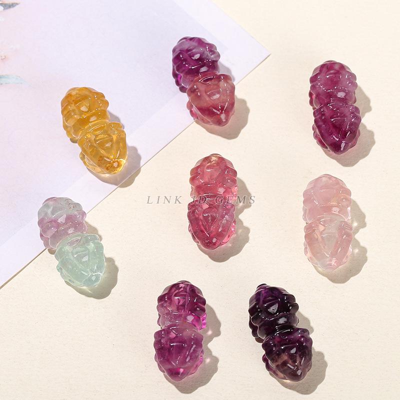 Jingde Jewelry Natural Colorful Fluorite Vajra Pendant Crystal Carving Charm