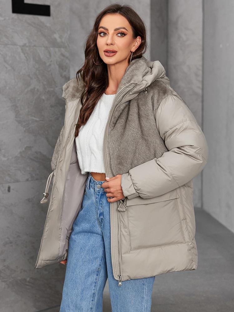 Cinemore Zimní péřová bunda Dámská Krátká Klasický design na zip Kapsa Stojáček Kapuce Slim Kabát Dámské Parky 9031