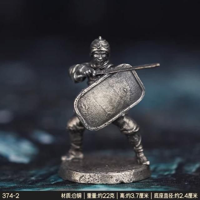New White Copper Han Dynasty Soldier Figurine Miniature Model Tabletop Game Chess Piece Desktop Decor Statue Car Interior Decor