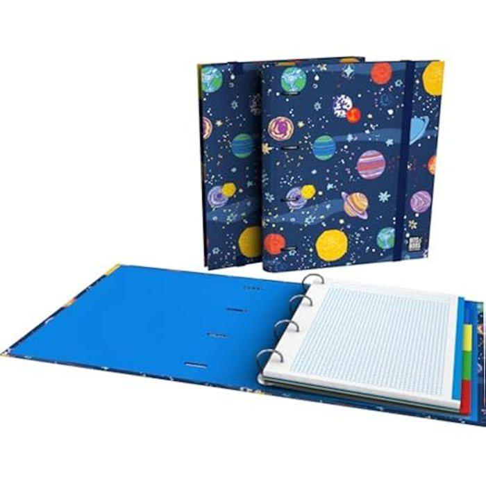 Grafoplás Carpesano 4 anneaux A4 | Space Bits&Bobs Pop Up Desing | Comprend recharge quadrillée 5 x 5 bord couleur 90 g |