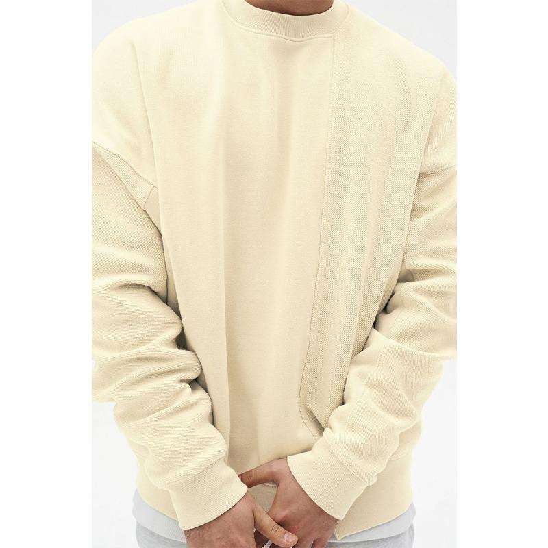 Men's Gray Oversize Crew Neck Sweatshirt Loose Casual Long-Sleeve Pullover