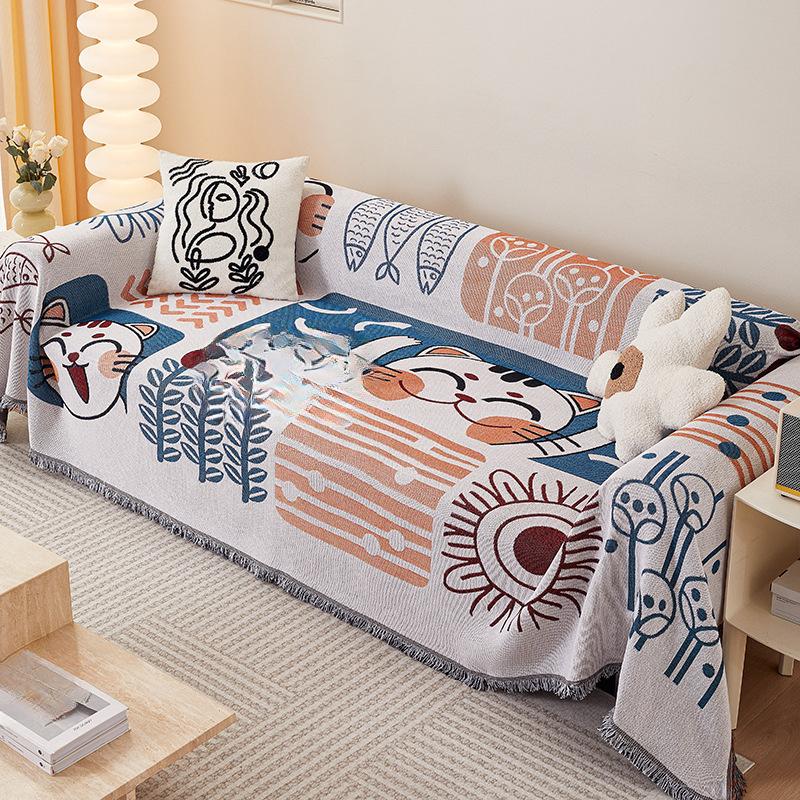 Nordic Instagram Style Sofa Cover Sofa Towel Cover Cloth Outdoor Living Room Sofa Cover Towel Double-Sided Thickened Baby Sling Camping
