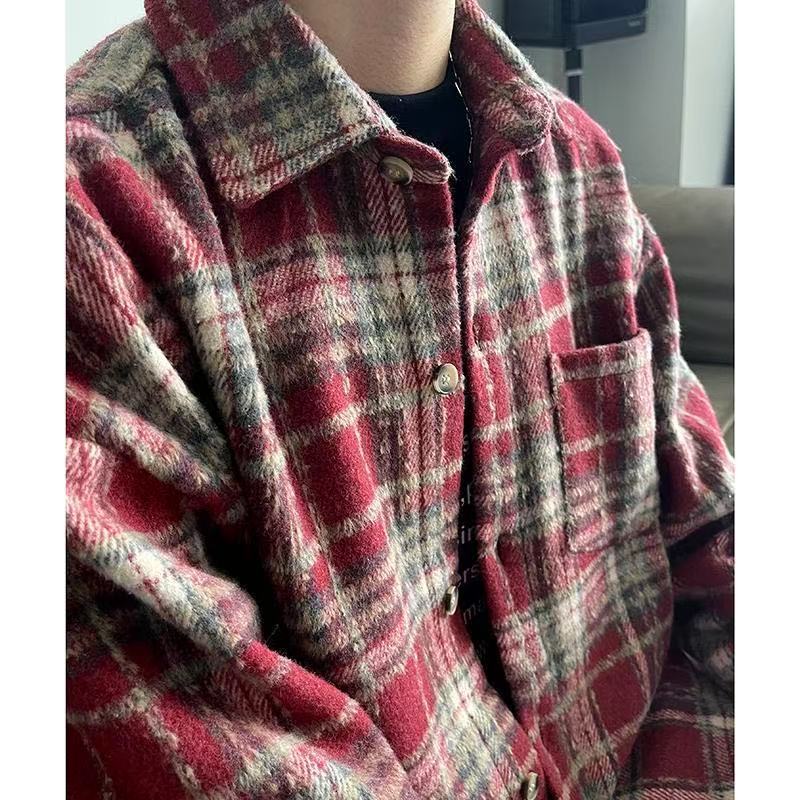 Στυλ Βαρέως Τύπου Μαύρο Καρό Πουκάμισο Unisex Vintage Μακρυμάνικο Πουκάμισο Μόδα Casual Ευέλικτο Εξωτερικό Ρούχο για Ζευγάρια