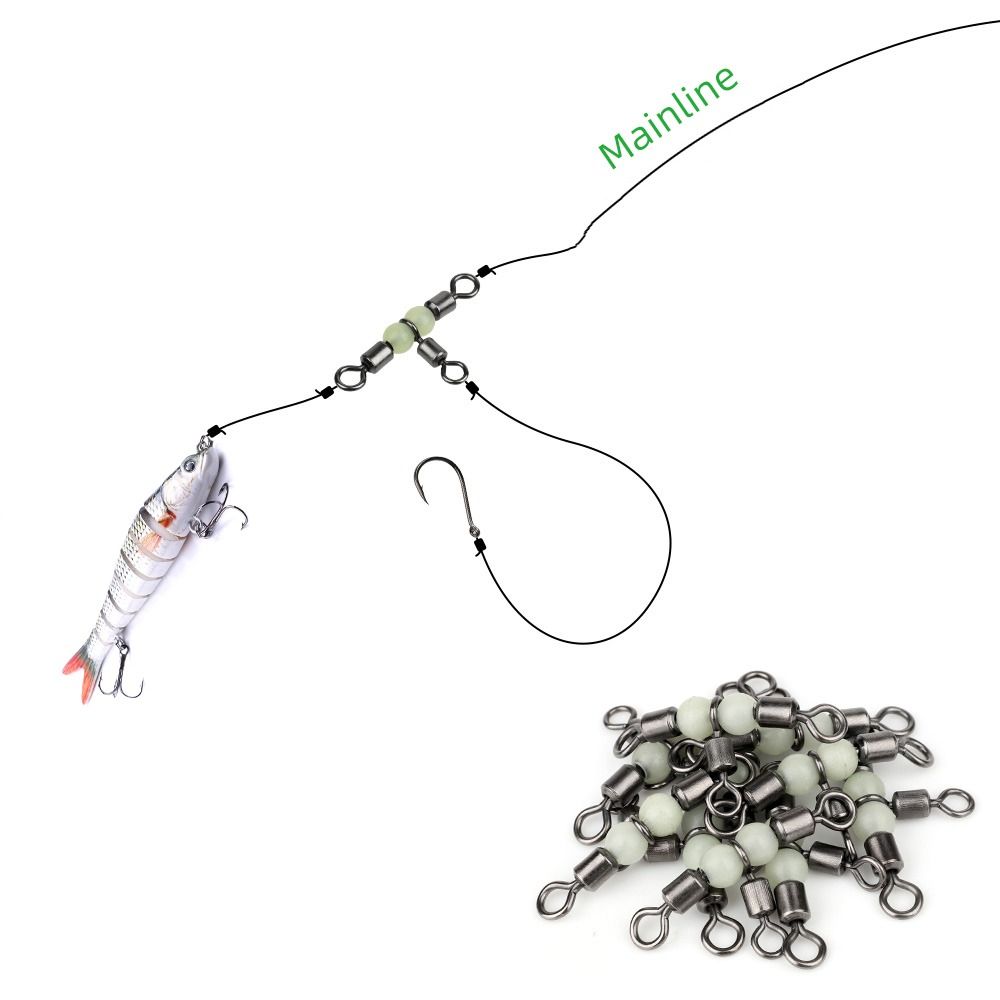 Lure Line Connector Solid Ring Fishing Tackle Luminous Beads Fishing Swivel Fishing Connector
