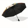 1pc Coconut Print Automatic Opening/Closing Folding Umbrella with 80 Ribs, Plastic Handle, Windproof Portable Sunshade Umbrella Halloween an