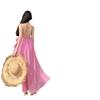 French Pink Ruffle Edge Suspender Dress Women's Summer Seaside Vacation Irregular Temperament Waist Long Skirt
