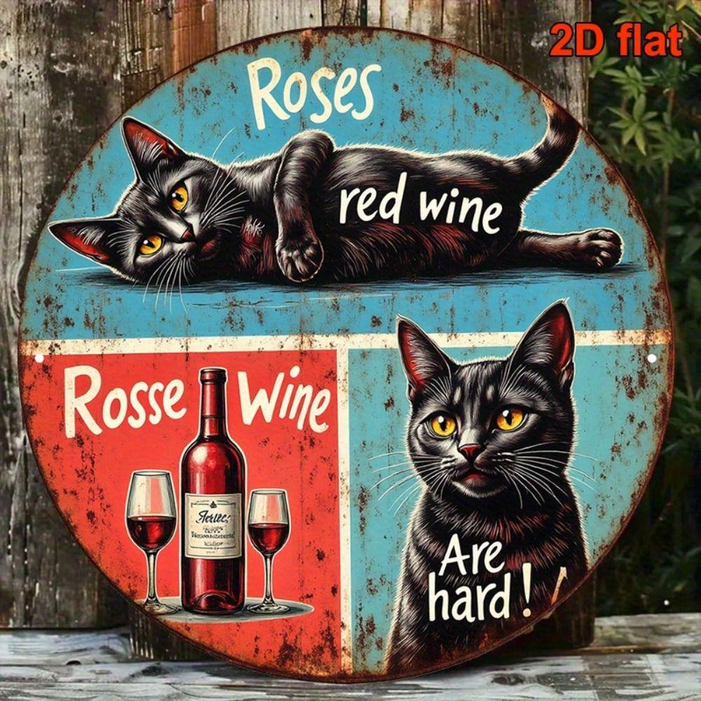 Metal Cat Wall Decor Tin Sign Gift For Friend 15x30cm Vintage Home Art