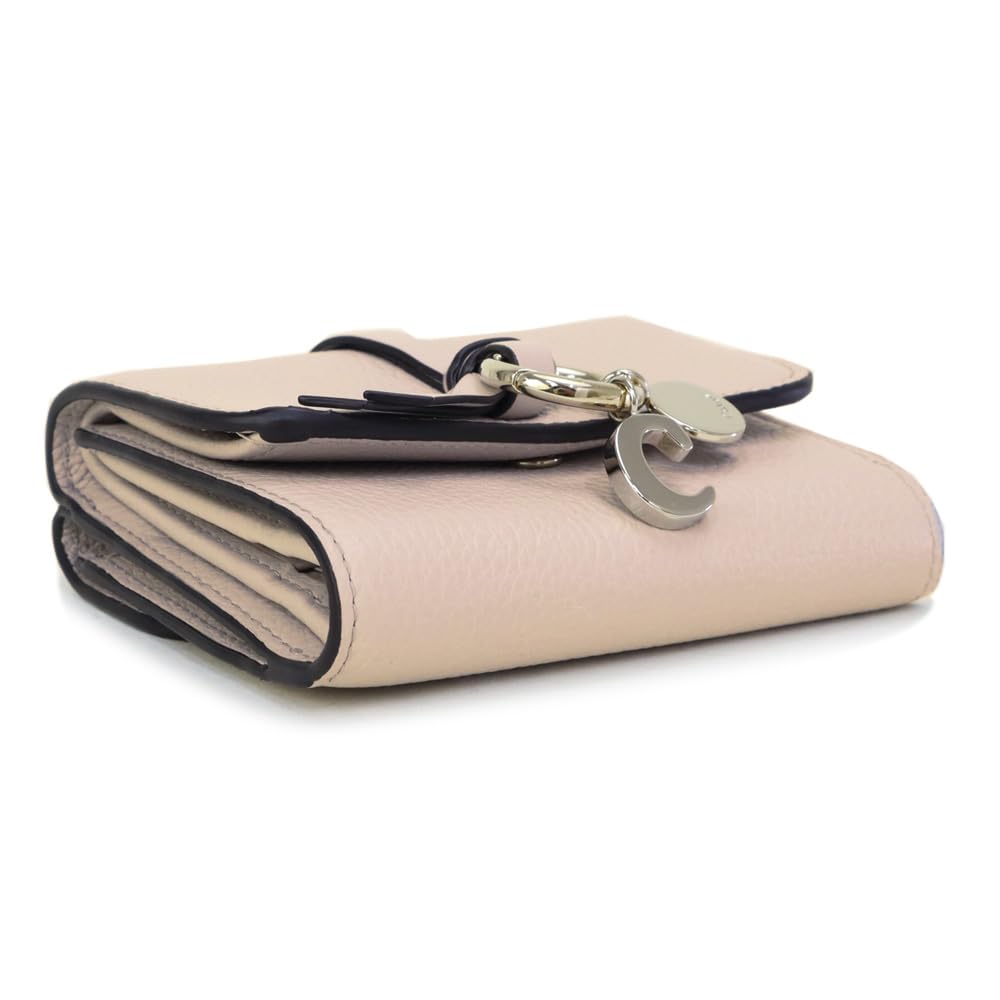 Chloe CHC21WP945F57 WILD GREY 084 24AW Pink Gray Wallet Alphabet Flap Small Trifold Wallet Women's [Used]