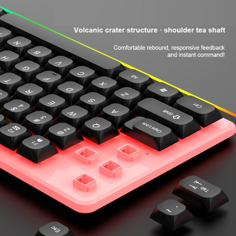 Kabelgebundenes Gaming-Tastatur- und Maus-Set LED-beleuchtete mechanische Tastatur 104 Tasten Maus Tastatur PC Gamer Zubehör