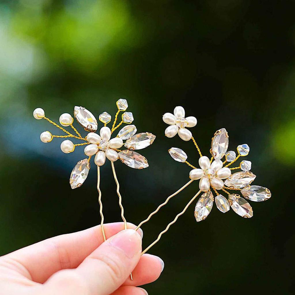 1 Pair Bridal U Shaped Hairpin Elegant Beautiful   Pearl Wedding Hair Clips for Party