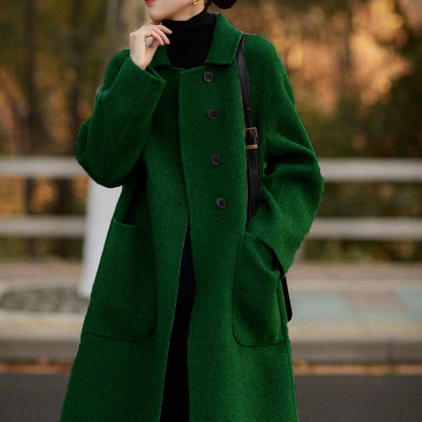 Autumn Winter Women's Mid-Length Woolen Coat Loose Versatile Trench Coat Woolen Outer Wear Top