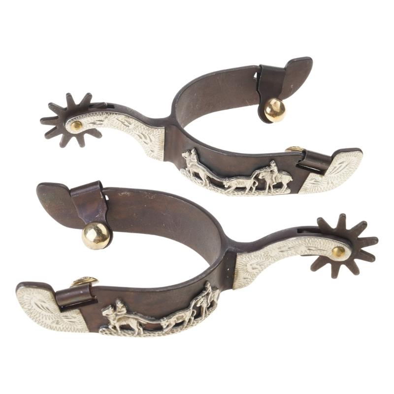 Mild Steel Horse Spur Western Cowboy Spur Mens Roping Spur with Gear Boot Decoration Horse Riding Accessories Enduring