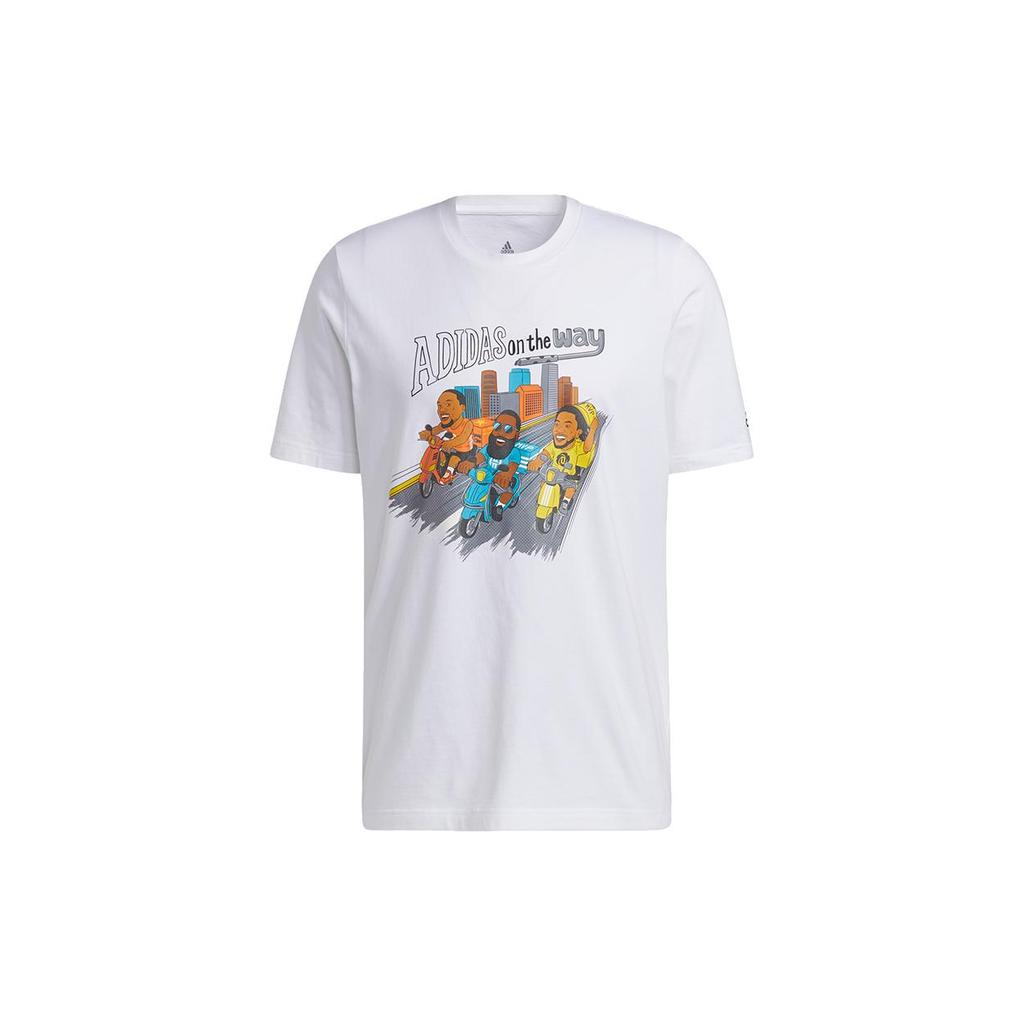 Adidas T Shirts Men's White Crew Neck Moderate Straight Fit H43986