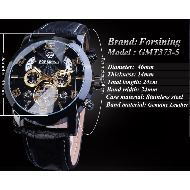 Forsining Men Fashion Casual Dial Tourbillon Mechanical Watch