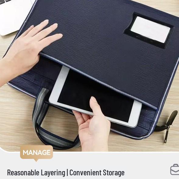 Oxford Cloth Business Briefcase: Handheld Document Bag, Padded Laptop Compartment, Data Storage, Zipper Closure