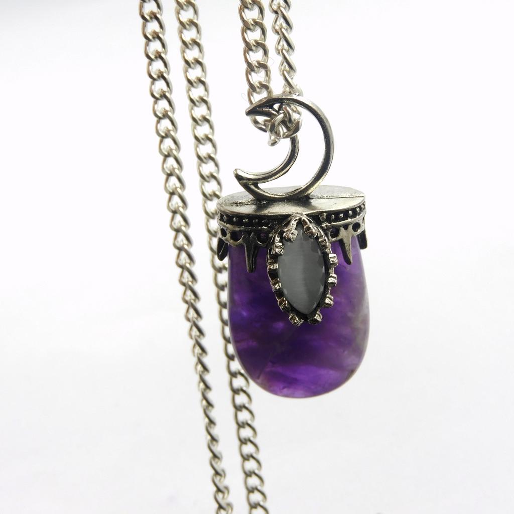 Silver-925 Pendant With Chain Purple Amethyst 122.45 Ct Natural Fancy Shape P-2072-S