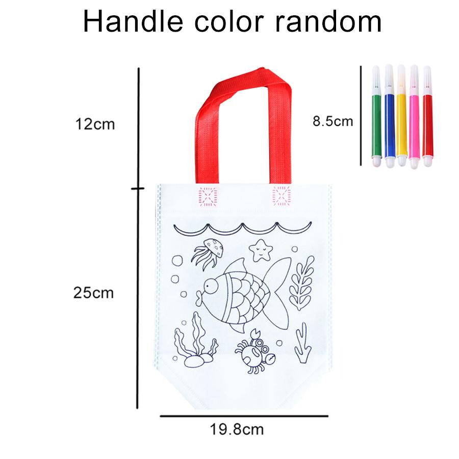 1PC DIY Graffiti Non-woven Bag with Coloring Marker Carnival Animal Art Party Goodie Bag for Kids Eco Reusable Mini Shopping Bag