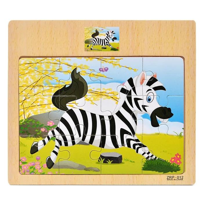 1pc Wooden Jigsaw Puzzle Kids Cartoon Animals Traffic Car Puzzles Game Kids Montessori Educational Toys for Children