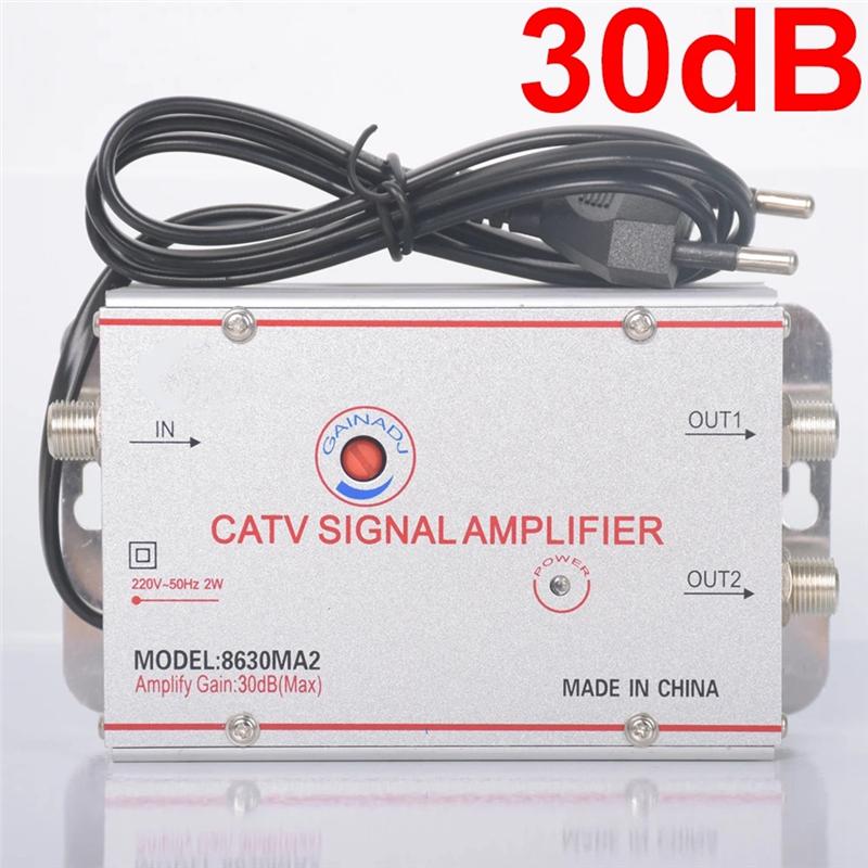 ABUO-Home TV Equipment 8630MA2 30Db Cable TV Splitter Amplifier Digital TV Antenna Signal Booster 45Mhz To 860Mhz EU Plug