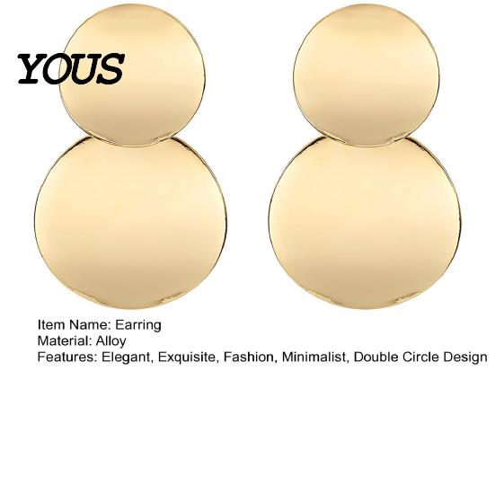 Large And Small Circle Earrings Chunky Dangle Earrings, Geometric Stud Double Thin Metal Sheet Round Disc Jewelry for Women Comfortable Long Wear